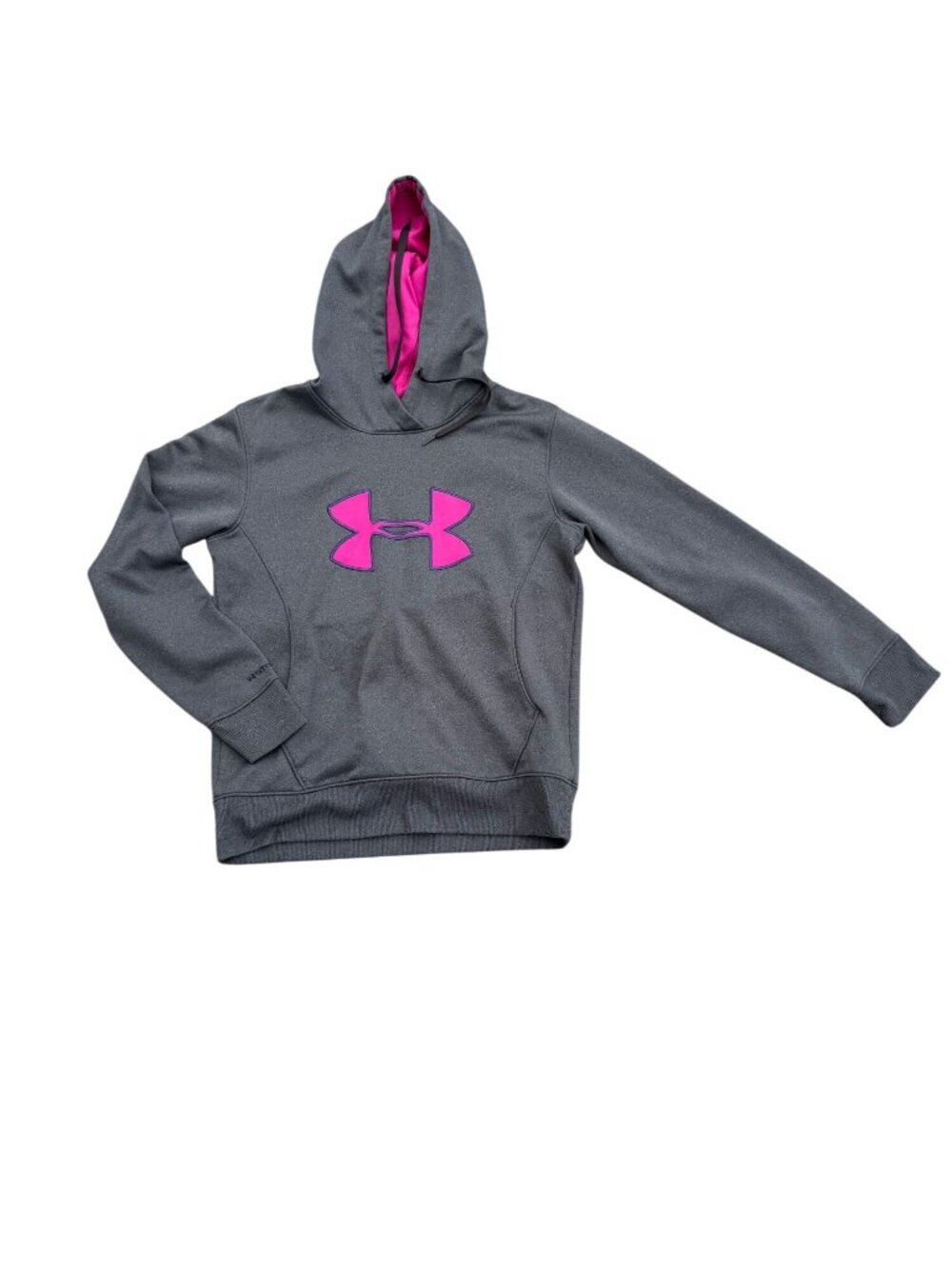 Under Armour Girl's Hoodie Gray & Pink Medium Storm Fleece Semi-Fitted Pullover